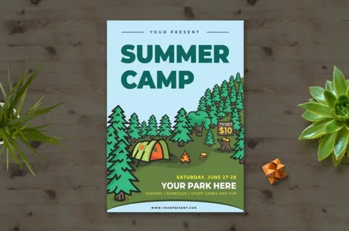 夏令营活动广告海报设计模板v3 Summer Camp Flyer