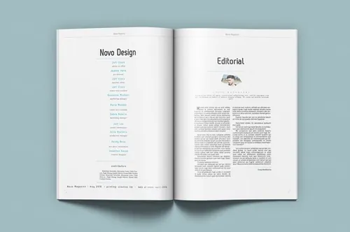 几何型蓝色设计元素的画册杂志模板 Novo Modern Magazine