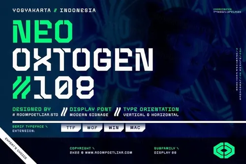 潮流未来派赛博机能科幻海报杂志设计排版英文装饰字体 Neo-
