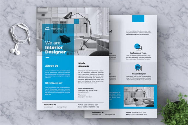 室内装修设计策划公司传单设计模板v2 Interior Design