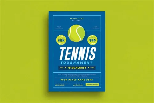 网球比赛活动预告海报设计模板 Tennis Tournament Event
