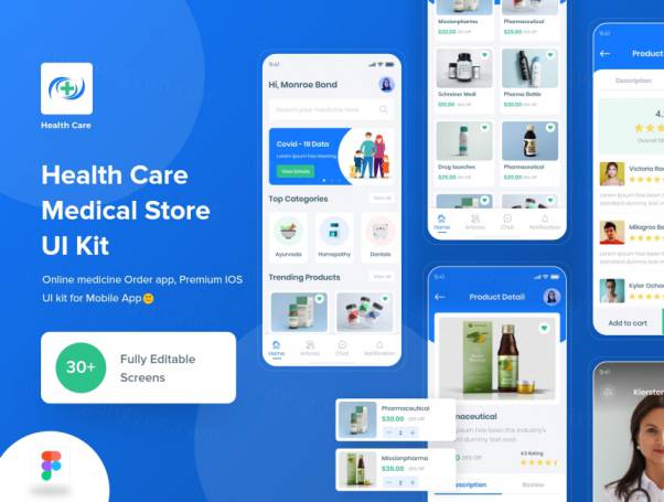 在线药房电商平台移动APP界面UI素材 Health Care UI