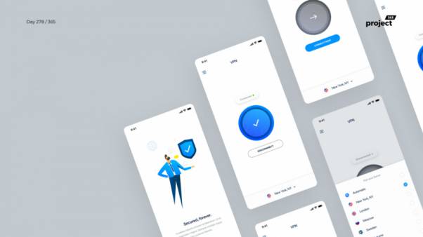 翻墙移动APP界面设计 VPN Mobile App UI Kit 每日UI源文