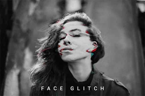 抽象人物面部扭曲故障艺术垃圾破坏污垢毛刺像素失真效果 Face Gli
