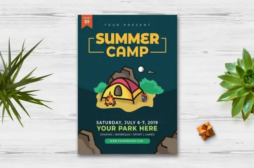 夏令营户外活动海报设计素材v2 Summer Camp Flyer