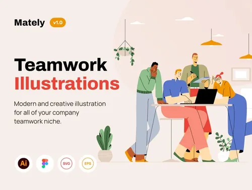 高质量团队合作高效协作企业文化主题插画素材合辑 Mately