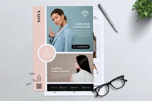 极简主义时尚行业品牌宣传传单设计模板 NOVA Minimal