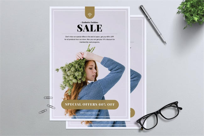广告海报传单设计模板 Minimal Fashion Sale Flyer
