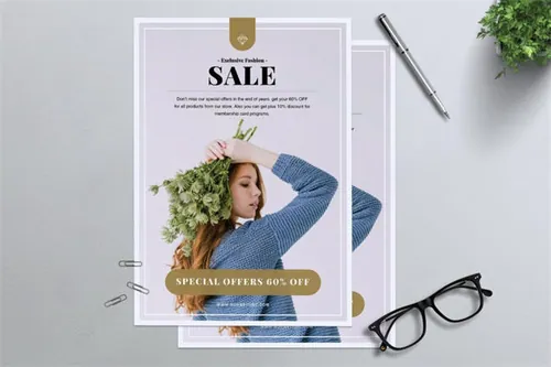 广告海报传单设计模板 Minimal Fashion Sale Flyer