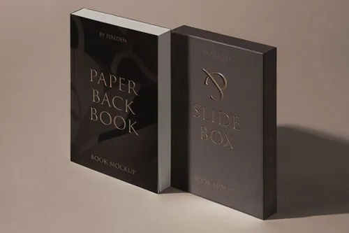 高质量平装书书盒封面设计贴图样机模板 Paperback P