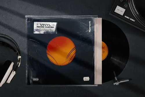 高端复古黑胶唱片透明塑料膜塑封包装袋场景模拟01