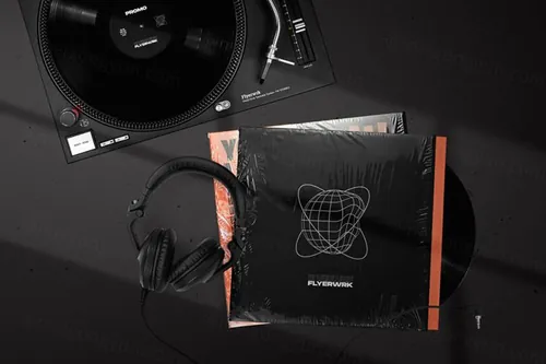 高端复古黑胶唱片透明塑料膜塑封包装袋场景模拟03