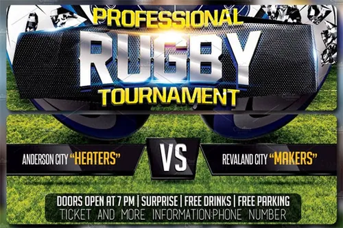 高分辨率3D渲染橄榄球传单 Rugby Flyer