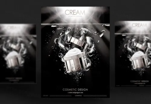 高端面霜化妆品AI矢量海报模板Cosmetic posters template