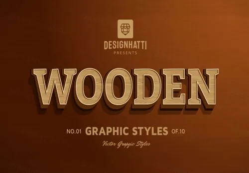 80年代3D木头质感复古字体特效AI矢量模版素材 Retro Vintage Text Styles