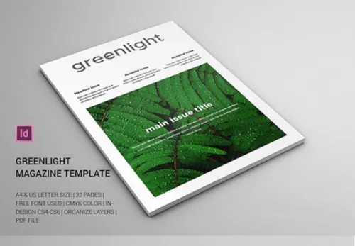 32页的多用途的杂志楼书画册手册设计模板 Greenlight Magazine