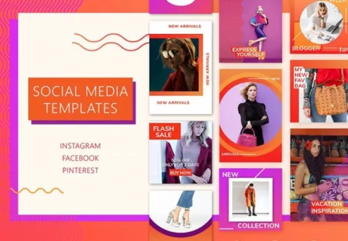 色彩鲜艳明快的时尚banner社交媒体设计模板 Bright Social Media Kit - CM