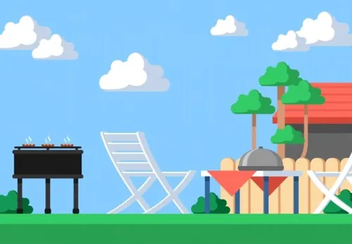 景观后院烧烤矢量元素Landscape_Backyard_Barbecue_Vector