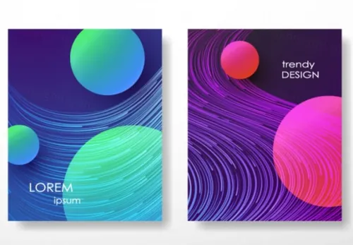 抽象线条渐变多彩海报传单矢量图