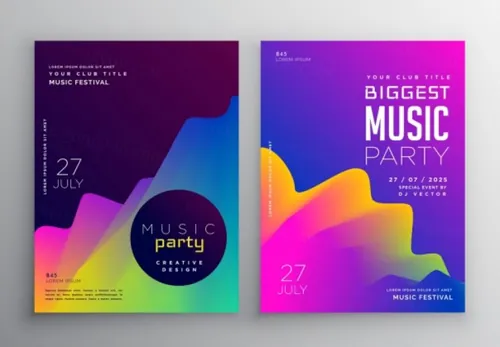 抽象音乐派对活动海报矢量图Vibrant Abstract Music Party Event Flyer Poster Tem...