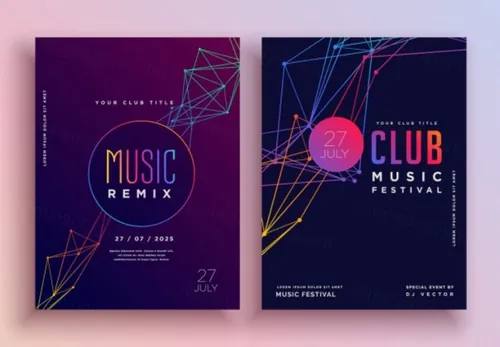俱乐部音乐派对活动矢量海报Club Music Party Flyer Template Design