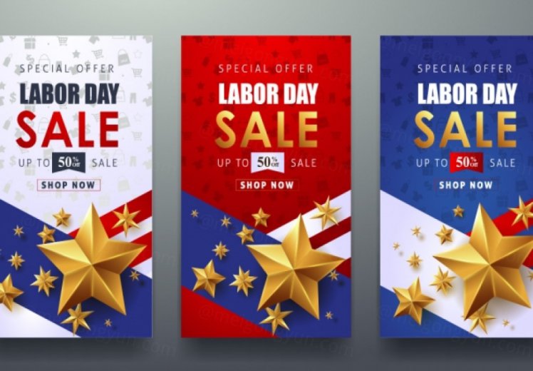 劳动节竖版促销矢量海报Labor day sale promotion advertising banner template