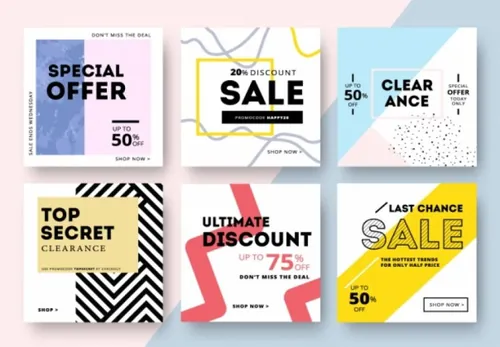 抽象几何元素矢量海报Modern promotion square web banner