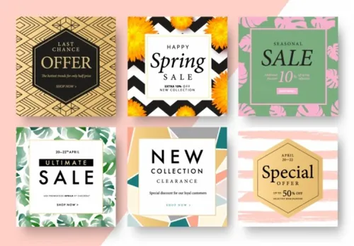 方形电子商务促销矢量海报Modern promotion square web banner