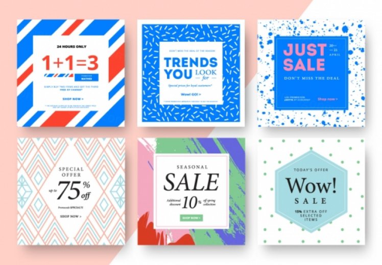 优雅时尚电子商务促销矢量海报Modern promotion square web banner