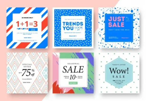 优雅时尚电子商务促销矢量海报Modern promotion square web banner