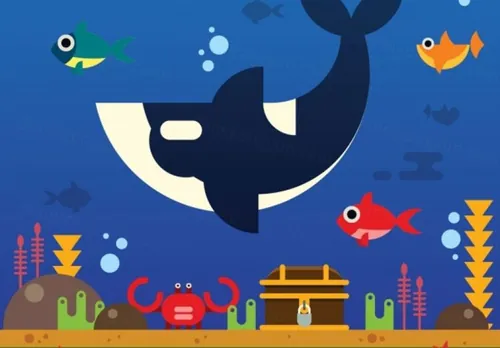 海底世界鲸鱼矢量插图Killer Whales Below The Sea