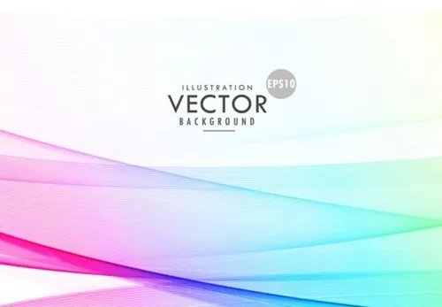 彩色渐变背景优雅线条矢量元素Elegant Colorful Wave On White Background For Pre...