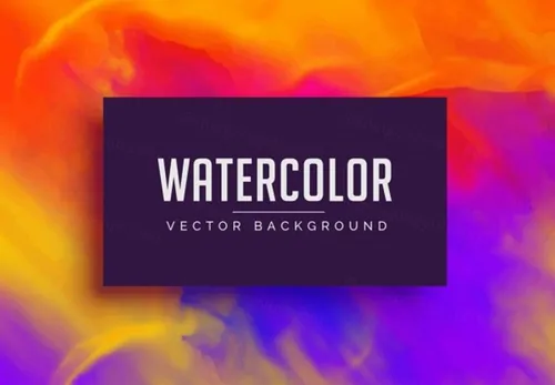 水墨水彩多色矢量背景Bright Watercolor Background With Ink Flowing Effect