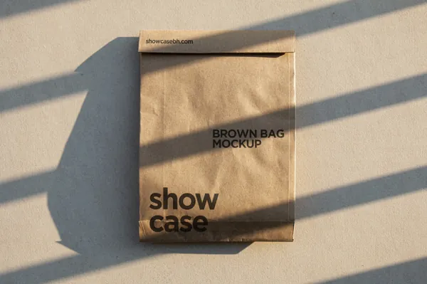 高质量牛皮纸食品外卖包装设计贴图展示样机模板素材 Brown Bag Mockup-2
