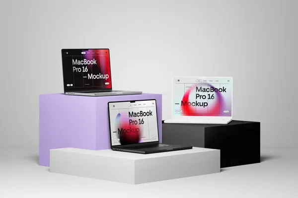 高质量极简风创意场景苹果笔记本网页设计提案展示样机模板 MacBook Pro 16 Mockup-5