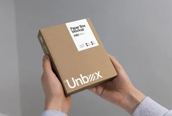 高质量拆箱场景特写镜头瓦楞纸快递纸箱品牌包装设计贴图展示样机模板 Unboxing Mockup-7
