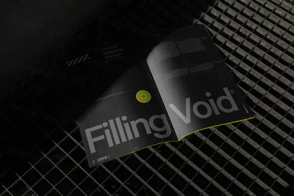 潮流暗黑风高级感宣传册杂志画册书籍排版设计提案展示样机模板素材 Dark PRINT Mockup-1