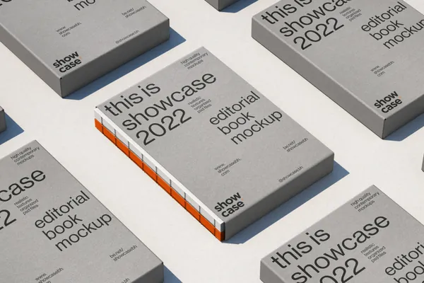 高质量精装书籍杂志画册封面封套文件夹设计贴图展示样机模板 Book Folder Mockup-1