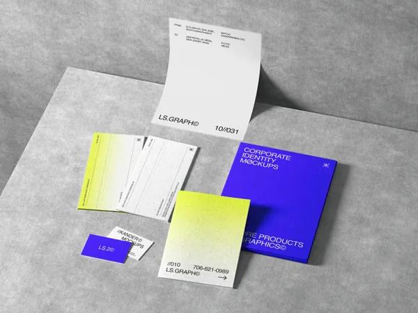 高质量宣传单名片信封品牌设计提案贴图展示样机模板 Kander Branding Mockups