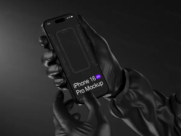 最新 iPhone 16 Pro 手持苹果手机高端极简场景品牌视觉 UI 贴图样机 PSD模板-14