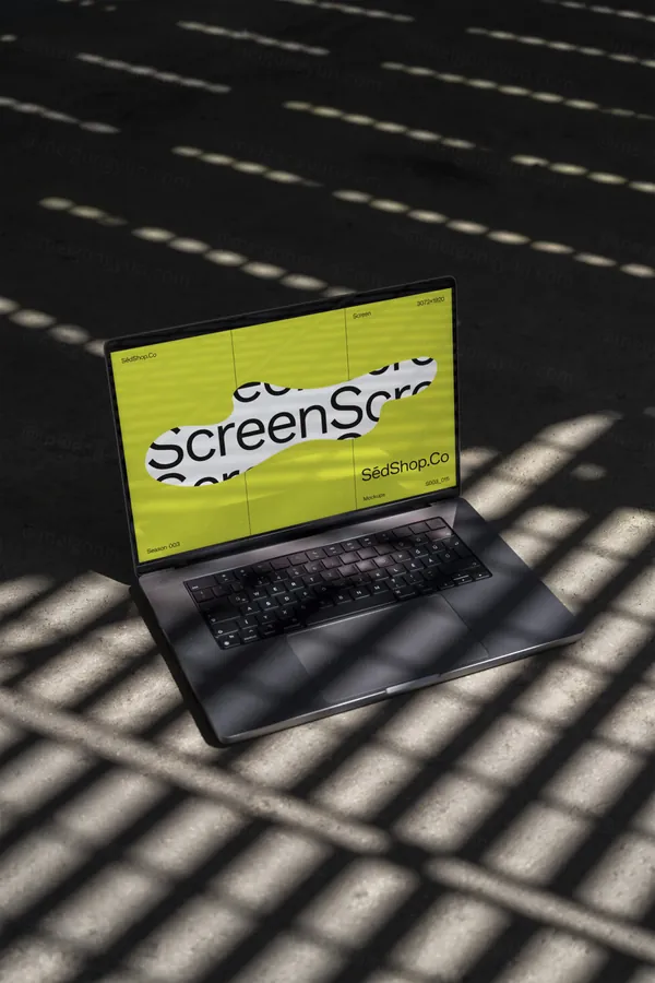 高级阴影苹果笔记本网页设计贴图Web提案展示样机模板 S003-015