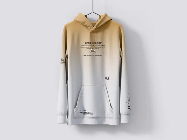 高质量长袖卫衣连帽衫服装设计挂拍贴图展示样机模板 Hoodie and Sweatshirt Mockup-2