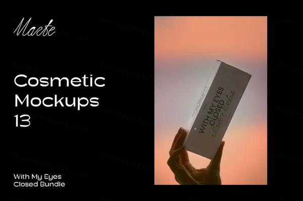 高端唯美梦幻Ins风沐化妆品品牌纸盒包装设计贴图展示样机模板 Cosmetic Mockup