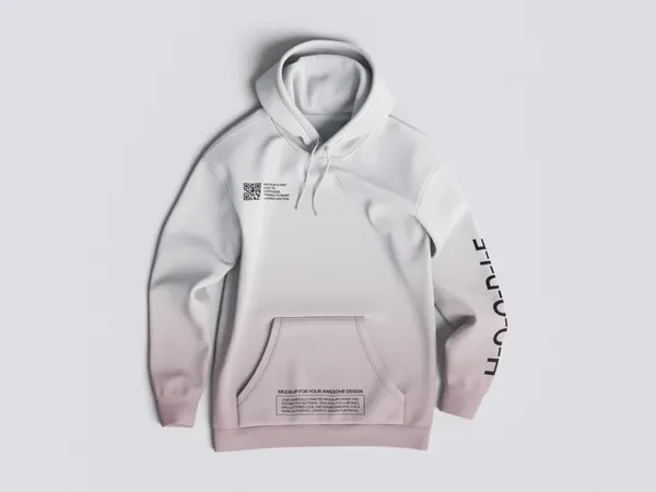 高质量长袖卫衣连帽衫服装设计平铺图贴图展示样机模板 Hoodie and Sweatshirt Mockups-2