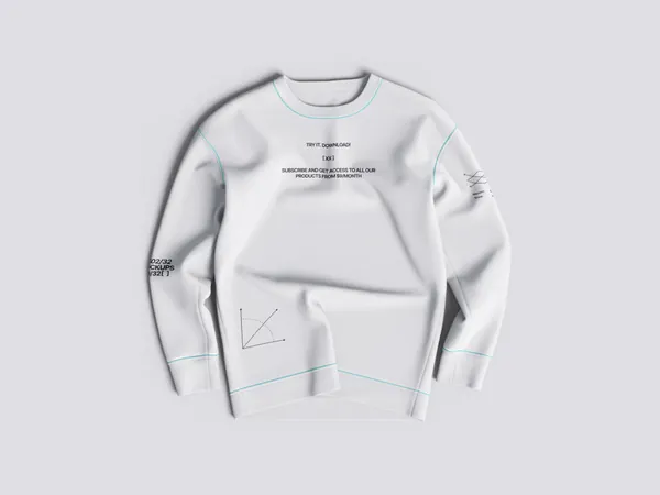 高质量长袖卫衣运动衫服装设计平铺图贴图展示样机模板 Hoodie and Sweatshirt Mockup-1