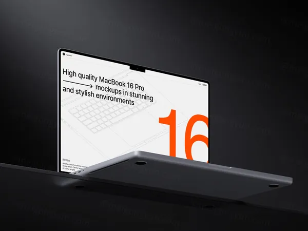 高质量苹果笔记本创意场景网页设计Web贴图展示样机模板 B - MacBook 16 Pro Mockups-7