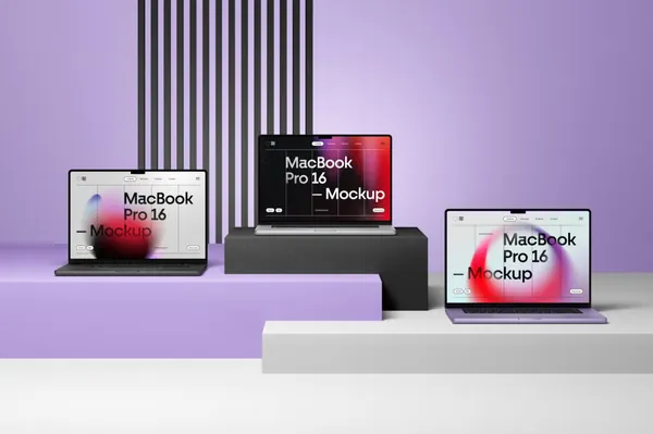 高质量极简风创意场景苹果笔记本网页设计提案展示样机模板 MacBook Pro 16 Mockup-10