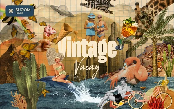 复古夏季假日美学元素剪贴画剪贴画素材合集 Vintage Vacay Collage: 90+ Elements