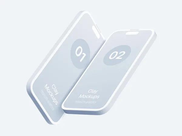 极简主义Apple白模手机APP设计UI界面贴图展示样机模板 iPhone 14 Pro Clay Mockups-7