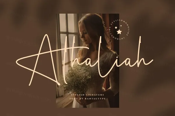 现代时尚优雅精致奢华钢笔手写签名英文手写字体 Athaliah Business handwritten Font